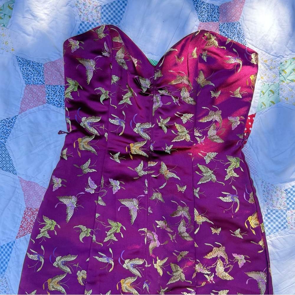 Vintage Betsey Johnson butterfly strapless dress y2k size 2